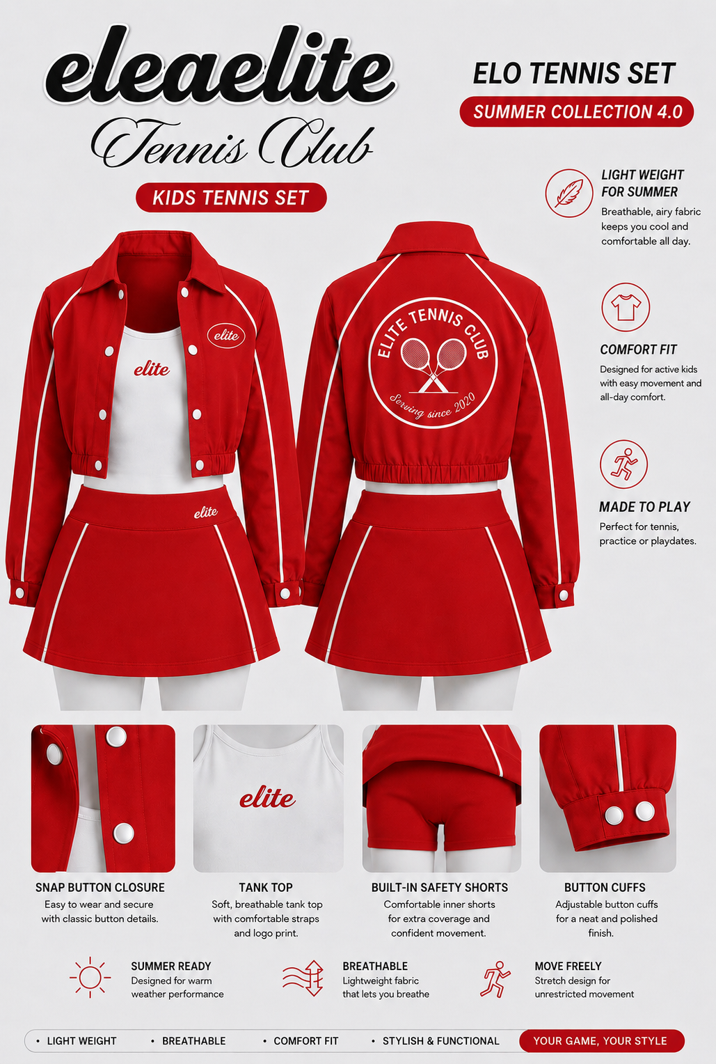 Elite kids girl short 3 peice set pre-order